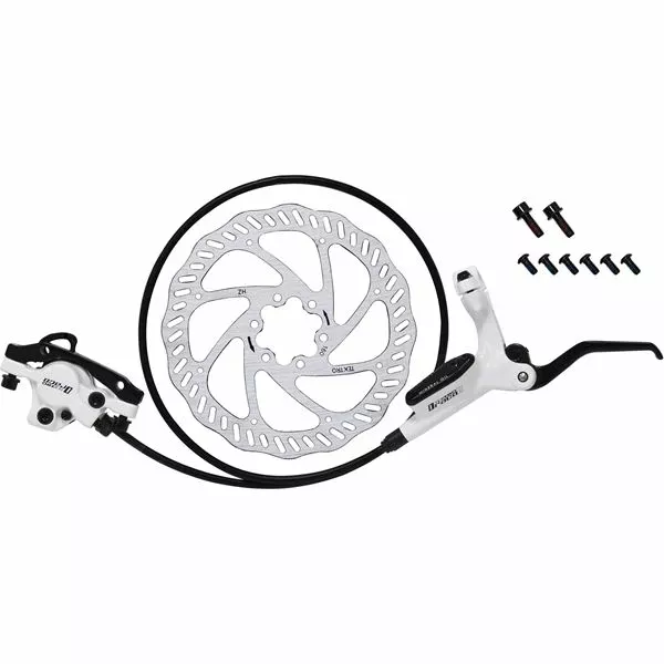 Tektro Draco-2 Forbrems 6-Hulls Skive Hvit Inkl. 160mm 3 Tektro Draco-2 Forbrems 6-Hulls Skive Hvit Inkl. 160mm